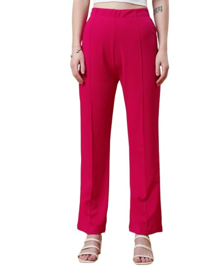 Image of Women's High-Rise Straight Leg Trousers, Relaxed Fit, Flared Style, Lint Free, Pack of 1