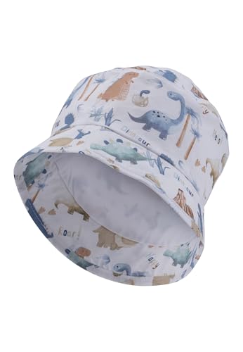 Sterntaler Fischerhut Saurier - Jungen Sonnenhut aus Baumwolle - Baby Bucket Hat mit Futter aus Batist (Bio) - UV-Schutz 50+ Baby und Kinder Sommerhut, weiß, Größe 53