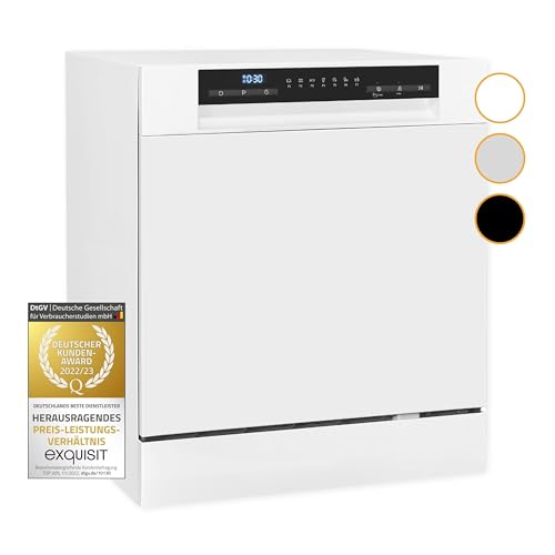 Exquisit Tischgeschirrspüler GSP508-030D weiss | Spülmaschine 55 cm freistehend | Kleiner Geschirrspüler 8 Maßgedecke...