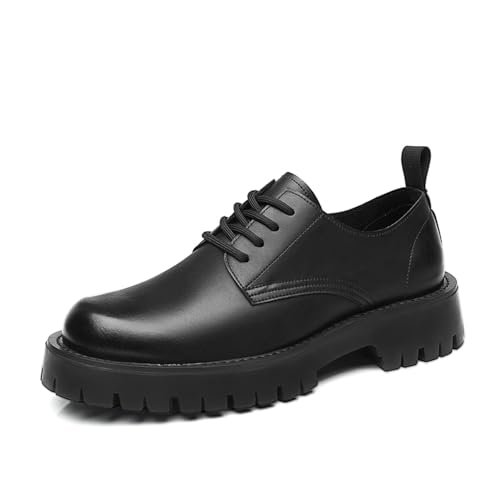 Dress Shoes for Men Breathable Real Leather Designer Men’s Shoes Height Increasing Lace-up Loafers