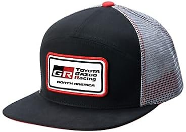 Toyota GR Racing Trucker Hat, 7-Panel Snapback Cap, Black/Gray/Red, Mesh Back, (GR122800)