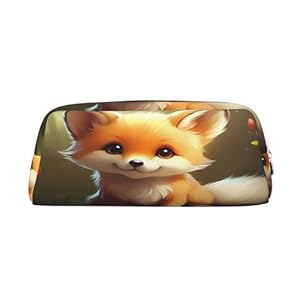 KINGNOYI Cute Baby Foxlarge Pencil Case With Handle Cute Stationery Large Zip Pen Organizer Makeup Bag For Women Men