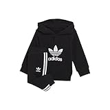 adidas Unisex-Child Hoodie Set Tracksuit, Black/White, 6-7A