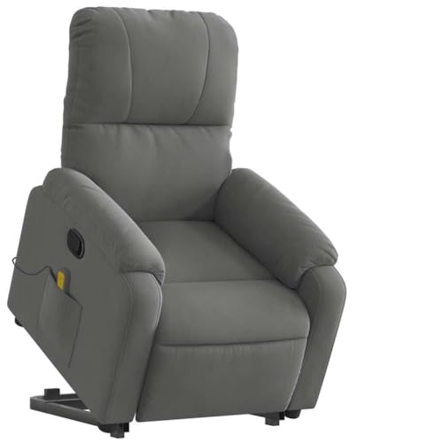Genérico Wenjingqi Sillón reclinable Masaje elevable Tela Microfibra Gris Oscuro, Gris 3204938