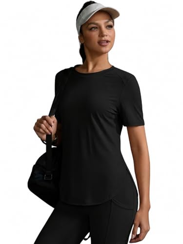 Image of Celary Woman's Activewear Gym T-Shirt|Korean Gym Workout T-Shirt|Lightweight Breathable Workout Gym Top|Breathable Round Neck T Shirts for Training, Running, Gym, Yoga, Badminton, Pickleball