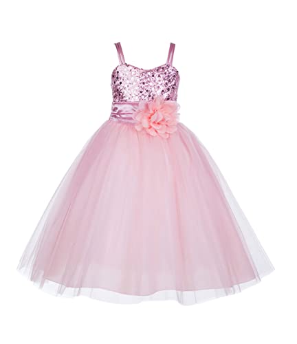 Image of Girl's Synthetic a-line Maxi Dress (WLT-1023 6-7 Years Baby Pink
