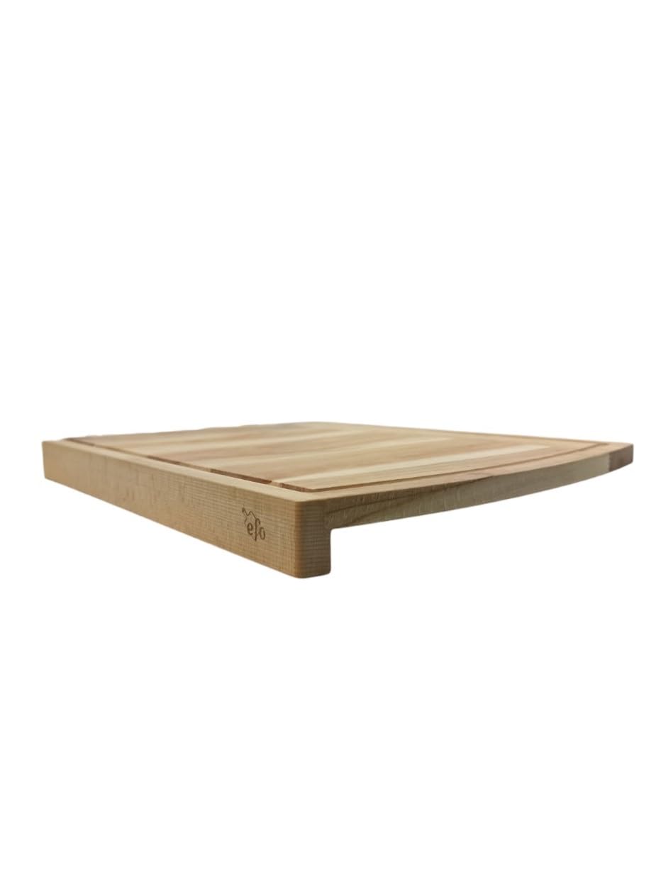 EFO Tagliere in Legno XL 47 x 37 cm, Grande Tagliere in Legno di Faggio con Bordo di Appoggio, Ideale per Taglio Stabile e Trasferimento Efficiente degli Alimenti