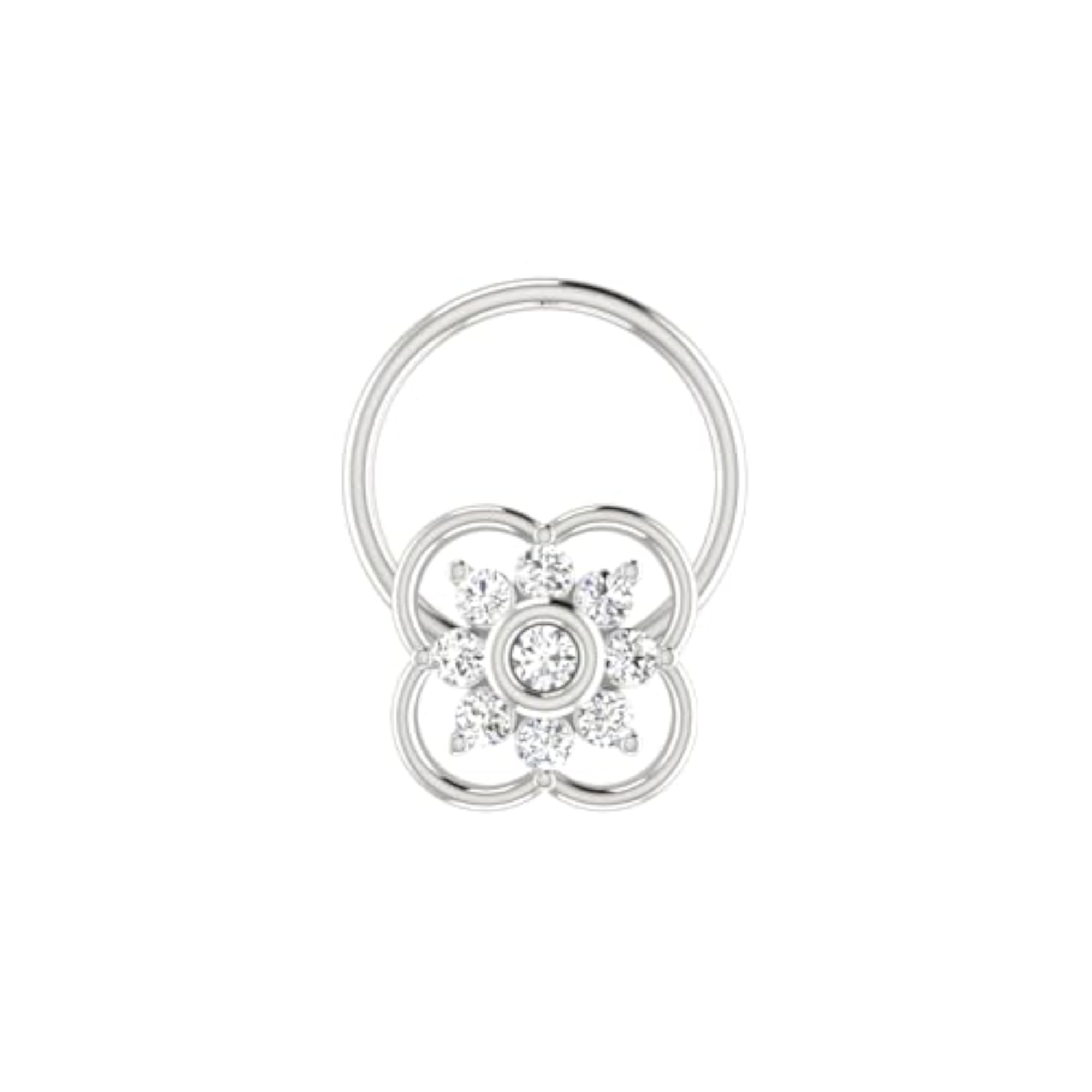 Women's 14Kt White Gold Stud Nosering, Elegant