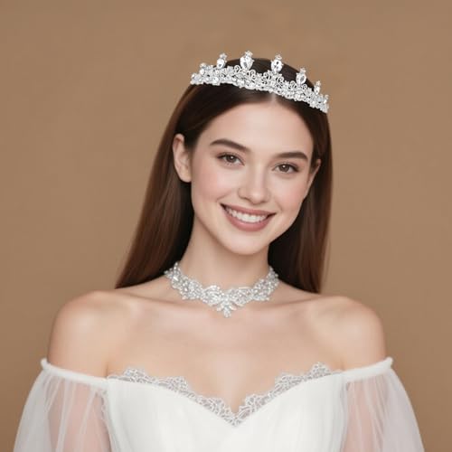 Image of CURASA Tiara And Crown For Women Sliver Princess Crowns Rhinestone Fairy Metal Headband Crystal Tiaras For Wedding Bridal Birthday Party Prom Hair Accessories