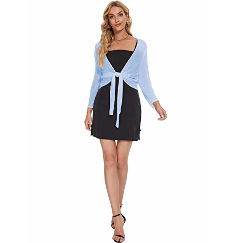 Image of Satuun Women's Tie Front Bolero Cardigan Shrug Sweater 3 /4 Sleeve
