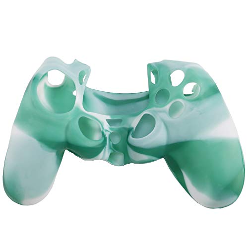 Basage Étui de protection en silicone pour manette Ps4 Camouflage Mod chaud Blanc et vert Cover