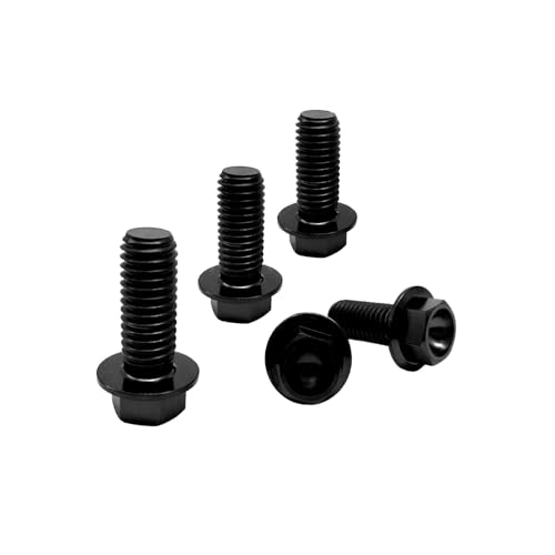 Image of RISON Titanium Flanged Hex Head Bolt M6x1.0x12mm 6AL4V Aerospace Grade 5 Black Titanium Bolts for Motorcycle Car Modification Pack of 5