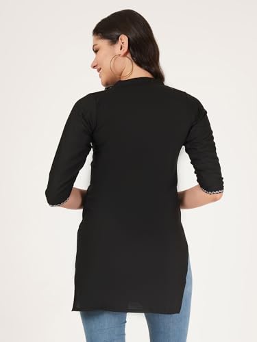 Brownverse Women's Pure Cotton Embroidered Short Kurti