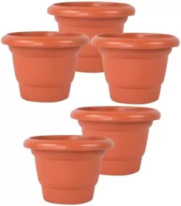 SUPER MARCHE Flower Pot Carousel: A Round Plastic Planter Set for Lively Garden Arrangements (Pack of - 5)