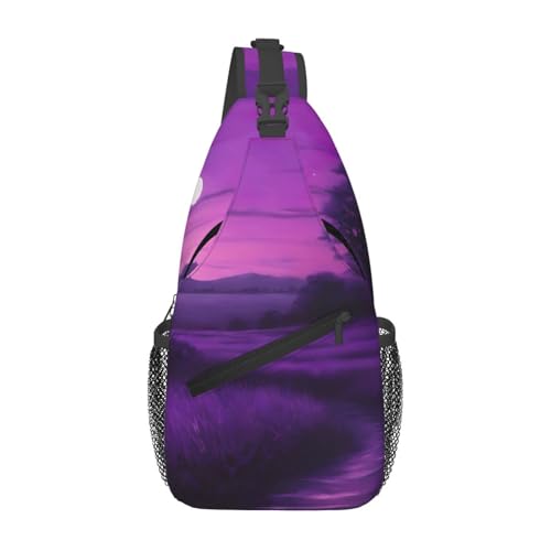 Sac de poitrine homme noir pour randonnée et voyage Purple Twilight 01