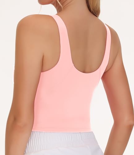 Image of THE GYM PEOPLE Women Sports Bra Sleeveless Padded Running Workout Tank Tops | U-Shaped Beauty Back, High-stretch fabric, Crop design, Sleeveless, Removable pads, Ideal for workout and daily wear