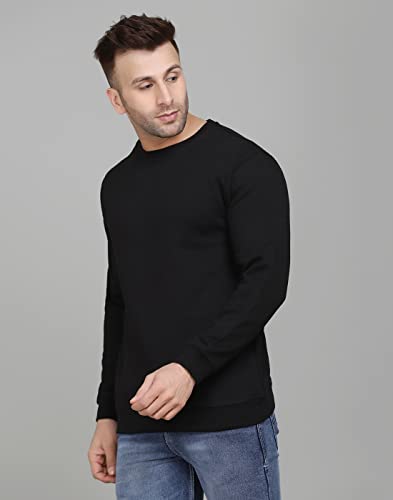 Image of SLOWLORIS Men's Fleece Black Round Neck Sweatshirt