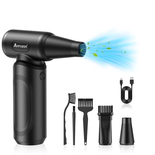 Bürstenloser Motor 150000 U/min, Elektrische Staubgebläse Druckluftspray für PC Reinigungsset, 3-Gang Compressed Air Duster mit 7500mAh Akku, Druckluft für Laptop,Tastatur, Auto, Bürogeräte, Sofa