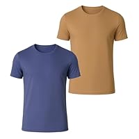 Kit 2 Camisetas Masculina Gola Redonda Modal Tech T-shirt Do M ao GG (Marinho/Caramelo, G)