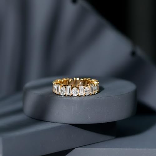 Certified Moissanite Full Eternity Wedding Anniversary Band Ring for Women (D-VS1 Quality) - With Jewelry Box3