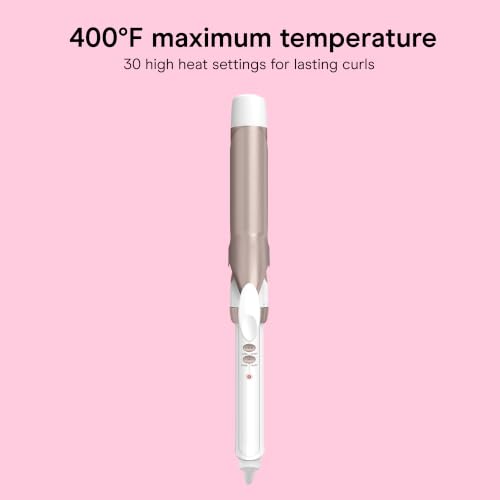 Image of Conair Double Ceramic Long Barrel 1 -In. Curling Iron | 1 In. Barrel with 30 Heat Settings for Medium to Long Hair, Loose Curls and Classic Waves, White /Rose Gold, CD702L