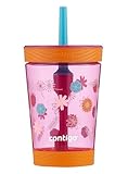 Contigo Kids Spill-Proof 14oz Tumbler with Straw and BPA-Free Plastic, Fits Most Cup Holders and Dishwasher Safe, Dragon Fruit Mango Wildflower