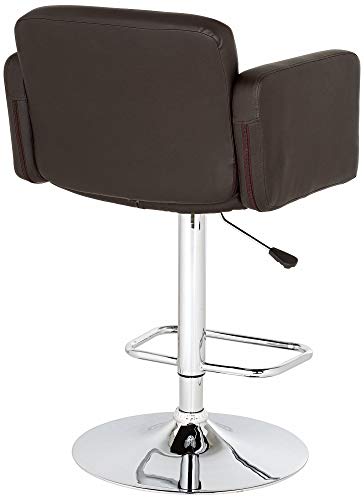 Studio 55D Trek Chrome Butaco Giratorio Ajustable 32 3/4" Alto con Cojín Tapizado en Cuero Sintético Espresso Marrón y Respaldo para Cocina o Isla miniatura 5