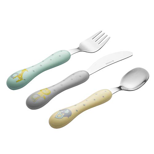 Viners Kids First Cutlery Set - Toddler’s Textured Easy Grip Flatware Gift Box - 18/0 Stainless Steel, 3-Piece