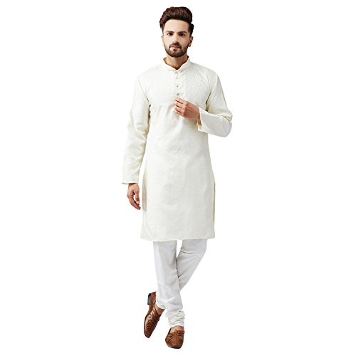 Sojanya (Since 1958 Men'S Teal Silk Blend Kurta Churidar Pyjama Set