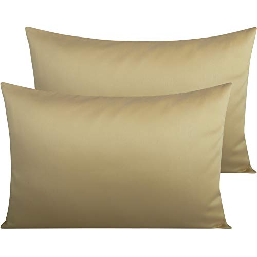 NTBAY 500 Thread Count 100% Egyptian Cotton Queen Pillowcases, Super Soft and Breathable Envelope Closure Pillow Cases, 20x30 Inches, Khaki
