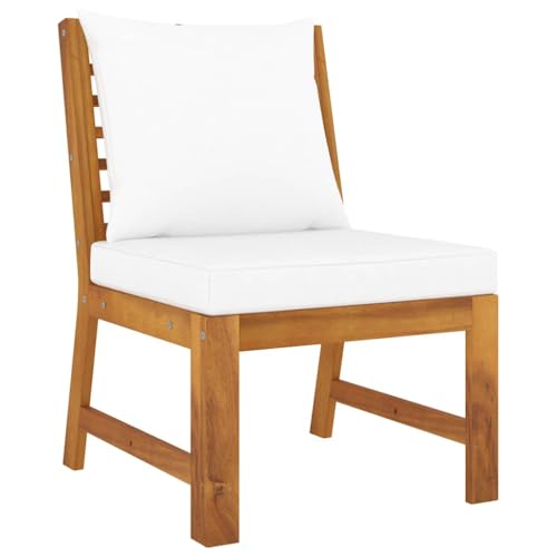 Canapé central sectionnel acacia pour optimiser l'espace avec coussin crème - 2
