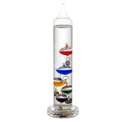 Thermomètre de Galilée en verre cylindrique, objet décoratif artisanal 28 cm