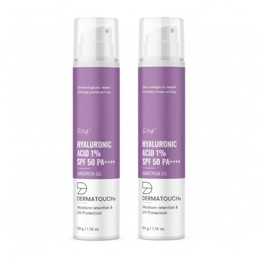 Image of DERMATOUCH Hyaluronic Acid 1% Sunscreen | SPF 50 Pa++++ | For All Skin Types | No White Cast | 50g (Pack of 2)