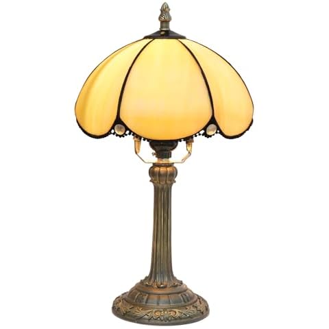 wecrejoni Tiffany Lamp Bedside Table Lamp-Nightstand,Stained Glass Lamp for Bedroom Dorm Living Kitchen, Aesthetic Cute Home Decor Gift (Simplified European Roast Bend) Cover