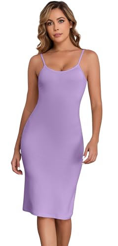 Image of Slip Dress for Women Adjustable Spaghetti Straps Under Dresses Basic Full Slips Cami Long Slip Dress Nightgown