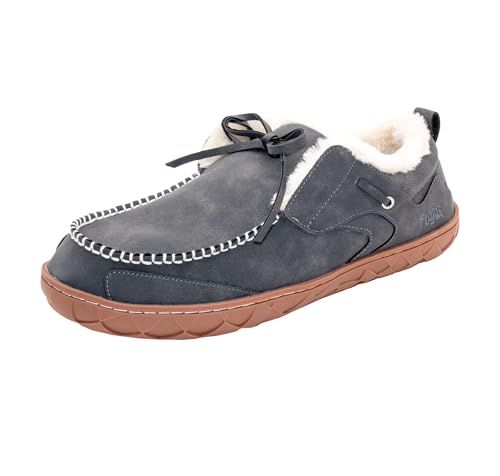 Flojos Unisex Cancun Faux Leather Upper W/Shearling Trim/Sock, Custom Sole, Black/Gum