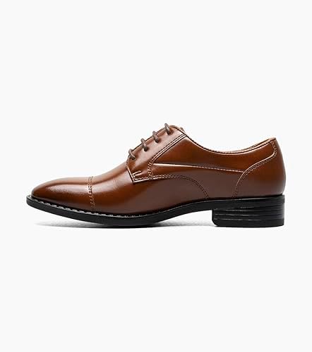 Stacy Adams Boy's Kallum Cap Toe Oxford, Cognac, 6.5 Big Kid | Image 3