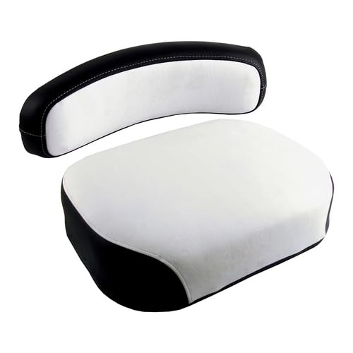 Seat Cushion Set - 2 Piece Deluxe Style Vinyl Black/White fits International 460 560 660