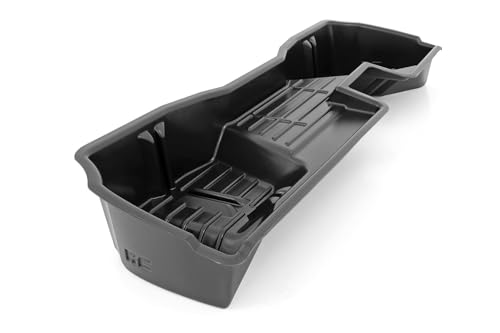 Rough Country Under Seat Storage Box for Chevy Silverado & GMC Sierra 1500/2500HD/3500HD (2007–2019) Double Cab - Custom-Fit Underseat Organizer Tray with Anti-Skid Thermoplastic Design