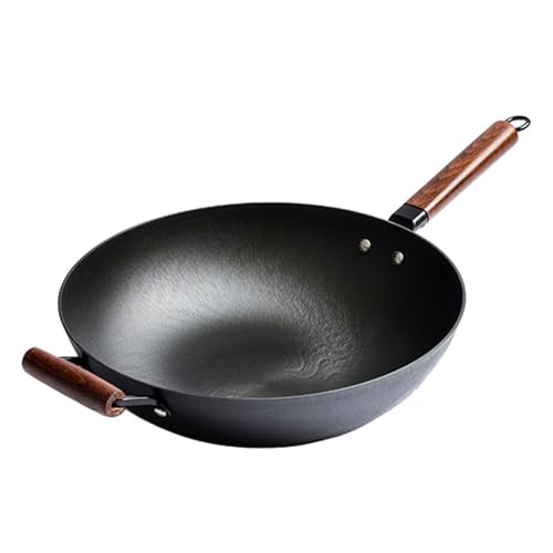 Wok de Hierro Fundido con Tapa de Madera 32 cm