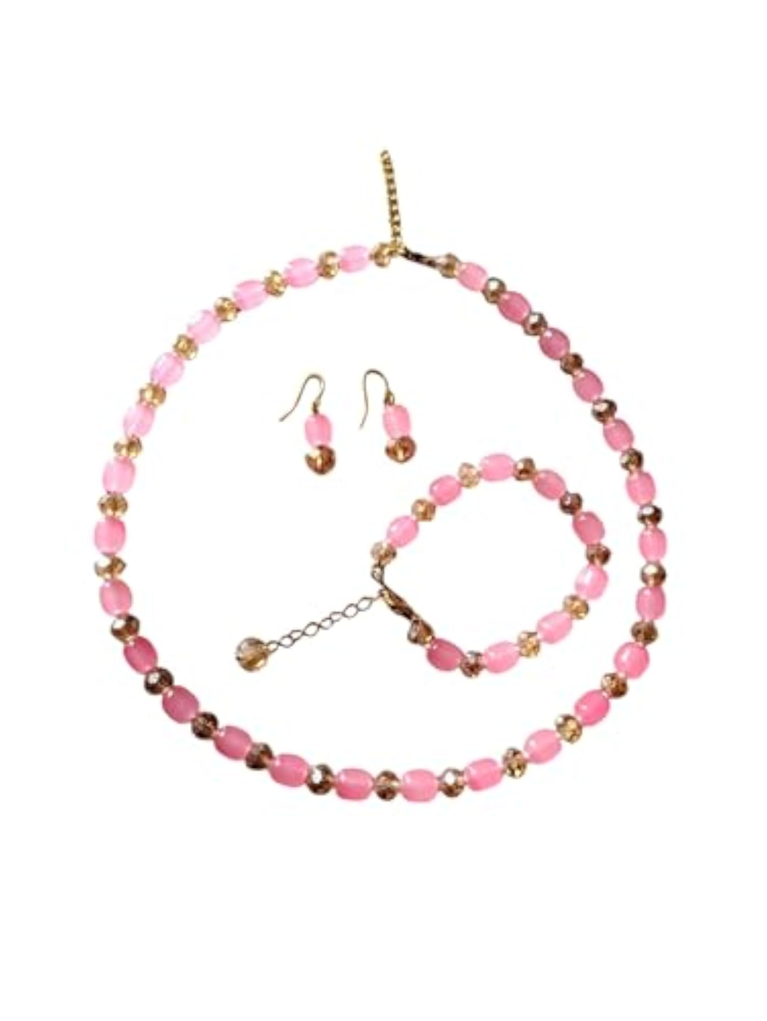 Shaadi Wale Rang Beaded Necklace, Earrings & Bracelet Set