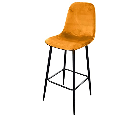 Urban living Tabouret de Bar en Velours Vintage Inoui - H. 110 cm - Jaune Moutarde Cover