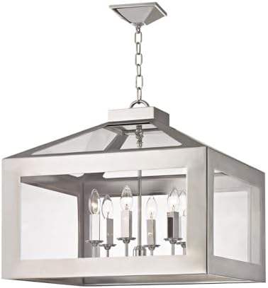 Crystorama 6056-PN Transitional Six Light Chandelier from Hurley collection in Chrome, Pol. Nckl.finish,