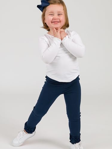 Image of RuffleButts Toddler Girl Merry & Bright Ruffle Leggings - Ankle Leggings | 75% Cotton 23% Spandex 2% Elastane, Breathable Lightweight, Elastic Waistband, Signature Rear Detail To 4T, Machine Washable