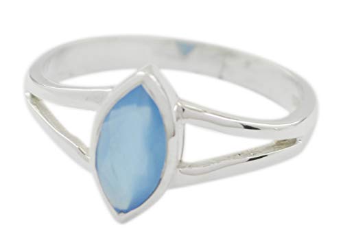 Bague calcédoine bleue naturelle argent 925 à porter au quotidien