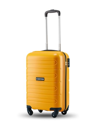 Image of SNITCH Loop Cabin Size Yellow Polypropylene Hard Travel Suitcase - Trolley Bag Small & Luggage with 4 Wheels, Secure Lock & Free Shoe Bag