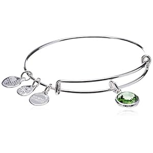 Alex-and-Ani-Birthstones-Expandable-Bangle-for-Women-Peridot-Crystal-Charm-for-August-Shiny-Silver-Finish-2-to-35-in Alex and Ani Birthstones Expandable Bangle for Women, Peridot Crystal Charm for August, Shiny Silver Finish, 2 to 3.5 in
