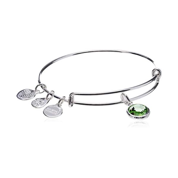 Alex-and-Ani-Birthstones-Expandable-Bangle-for-Women-Peridot-Crystal-Charm-for-August-Shiny-Silver-Finish-2-to-35-in Alex and Ani Birthstones Expandable Bangle for Women, Peridot Crystal Charm for August, Shiny Silver Finish, 2 to 3.5 in