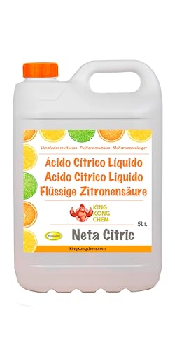 ÁCIDO CÍTRICO LÍQUIDO – Limpiador Ecológico del Hogar - 100% Puro y Biodegradable - Para Cocinas, Baños y Hogar en general (5 litros)