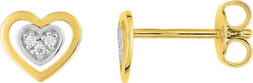 Pendientes de Clavo Chapados en Oro Rodio con Zirconio en Forma de Corazón